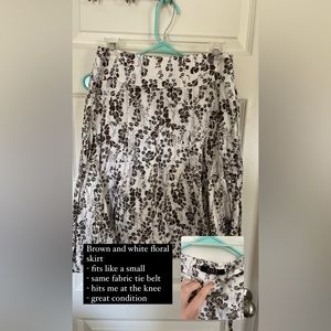 Brown and white floral skirt